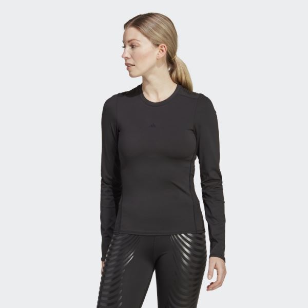 Adidas Black Techfit Control Long-Sleeve Top Training Long-Sleeve Top