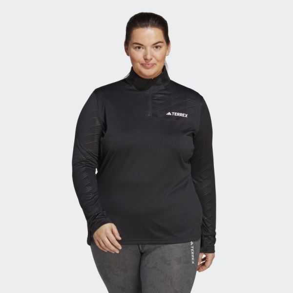 Black Adidas Terrex Multi Half-Zip Long Sleeve Tee (Plus Size)