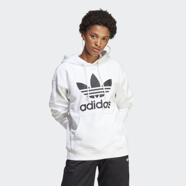 Adidas White Trefoil Hoodie