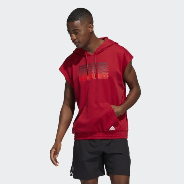 Donovan Mitchell Short Sleeve Hoodie Adidas Victory Red