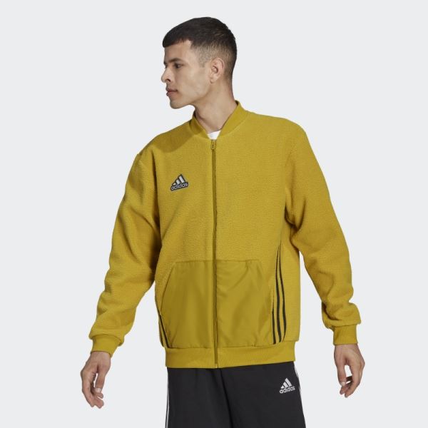 Olive Adidas Essentials Holiday Pack Sherpa Bomber Jacket