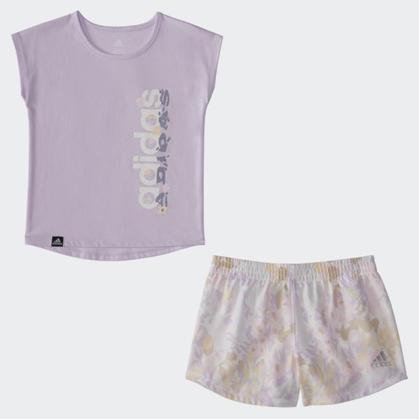 IGTEE WVN AOP SHORT SET Adidas Purple Tint Mel