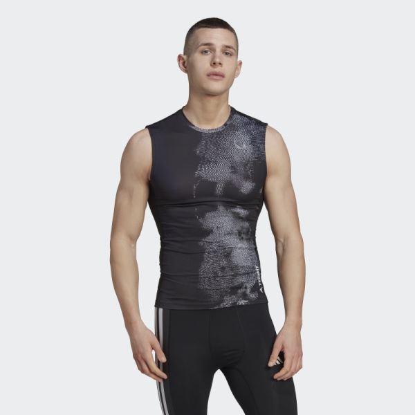 Multicolor Adidas Techfit Allover Print Training Sleeveless Tee