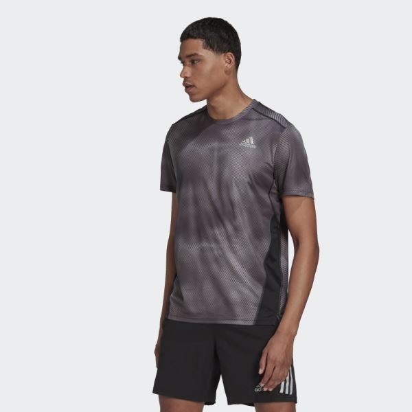 Adidas Grey Own the Run Colorblock Tee