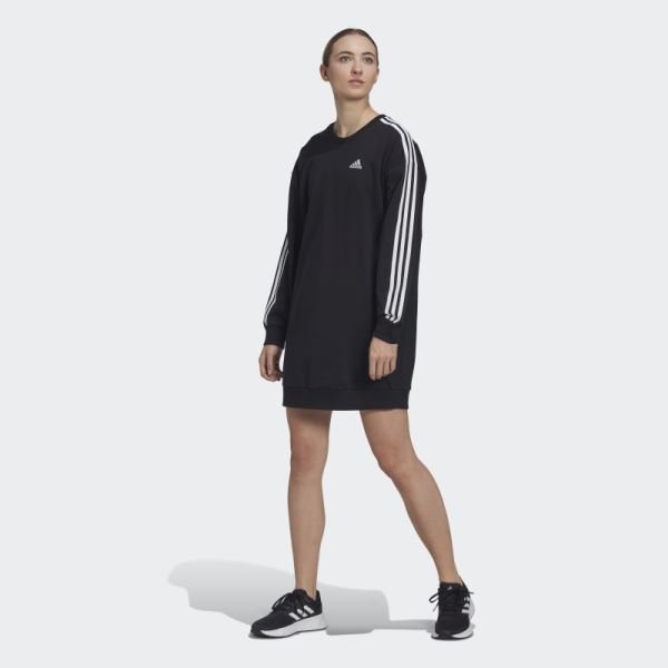 Adidas Black Essentials 3-Stripes Crew Dress