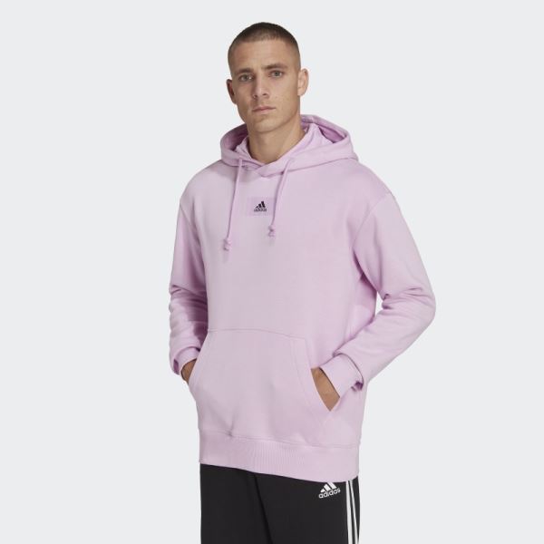 Adidas Essentials FeelVivid Cotton Fleece Drop Shoulder Hoodie Lilac