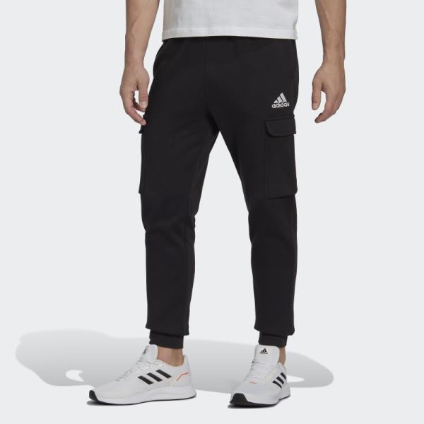 Essentials Fleece Regular Tapered Cargo Pants Black Adidas