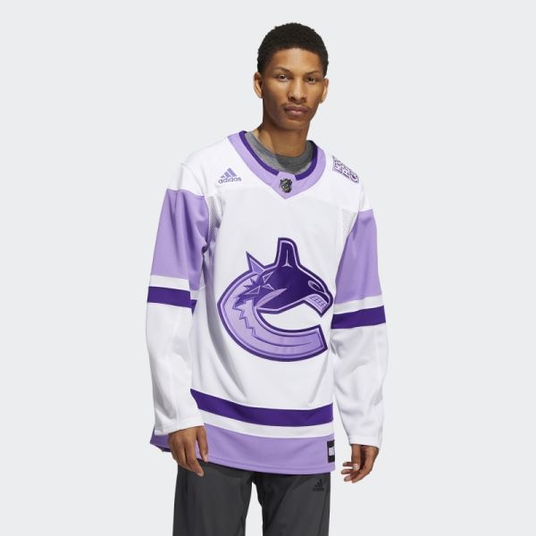 Adidas White Canucks Hockey Fights Cancer Jersey