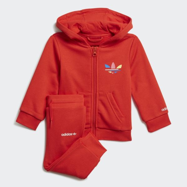 Red Adicolor Full-Zip Hoodie Set Adidas