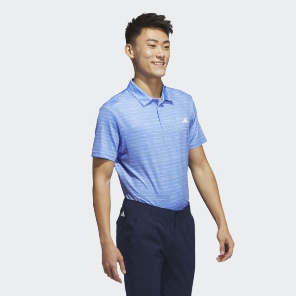 Stripe Zip Golf Polo Shirt Adidas Blue