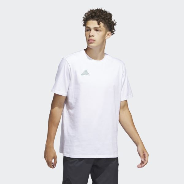 White Adidas Worldwide Hoops City Basketball Graphic Tee