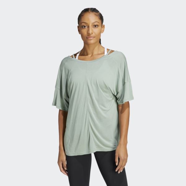 Silver Green Yoga Studio Oversized Tee Adidas