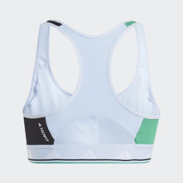 Adidas Powerreact Training Medium-Support Techfit Bra Blue Dawn