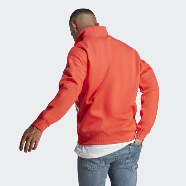 Colorblock Quarter Zip Sweatshirt Red Adidas