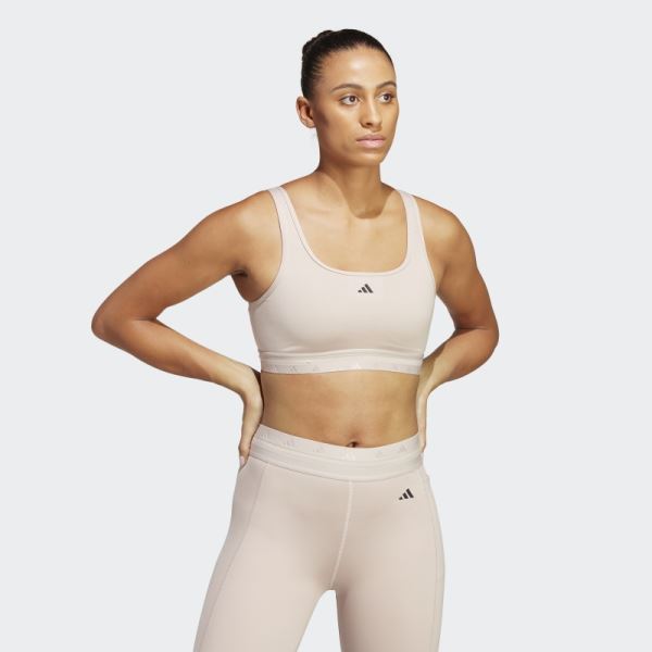 Adidas Aeroreact Training Light-Support Techfit Bra Taupe