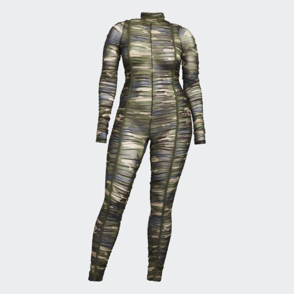 Adidas Aop Camo Ruched Catsuit (Plus Size)