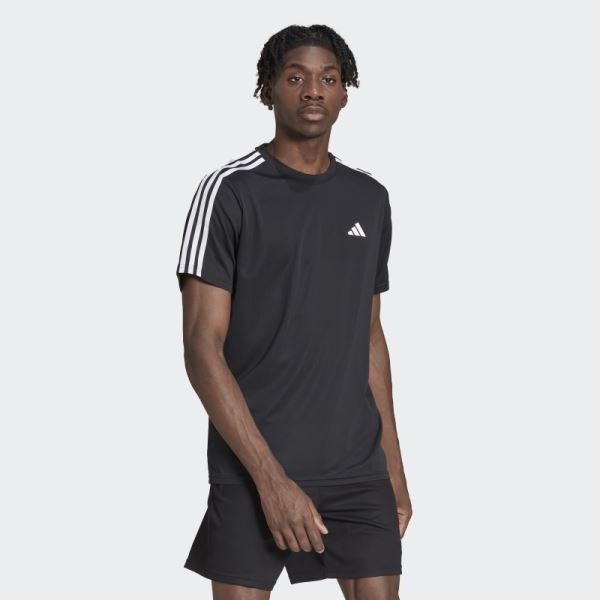 Black Train Essentials 3-Stripes Training Tee Adidas