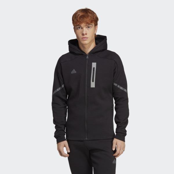 Black Adidas Designed for Gameday Full-Zip Hoodie