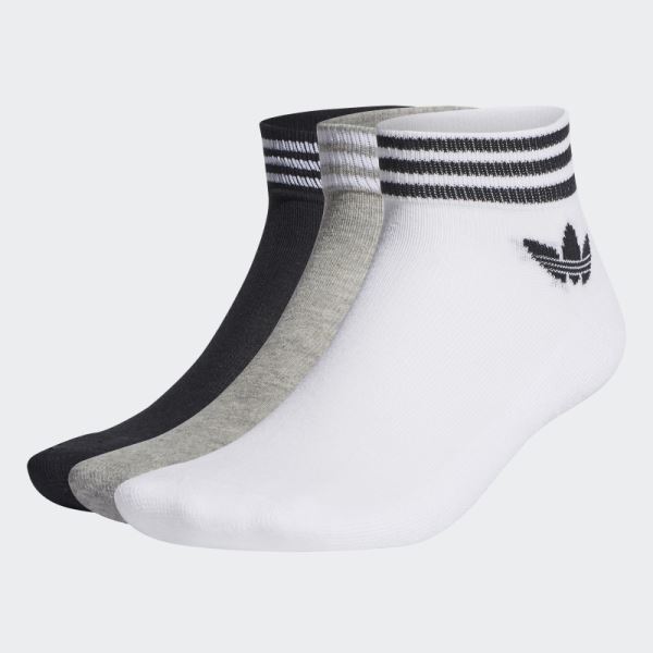 White Adidas TREFOIL ANKLE SOCKS - 3 PAIRS