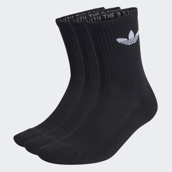 Adidas Cushioned Trefoil Mid-Cut Crew Socks 3 Pairs White