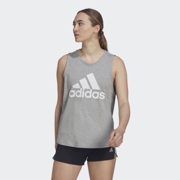 Medium Grey Essentials Big Logo Tank Top Adidas