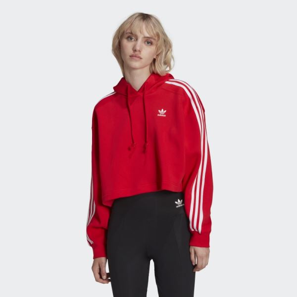 Adidas Red Adicolor Classics Crop Hoodie