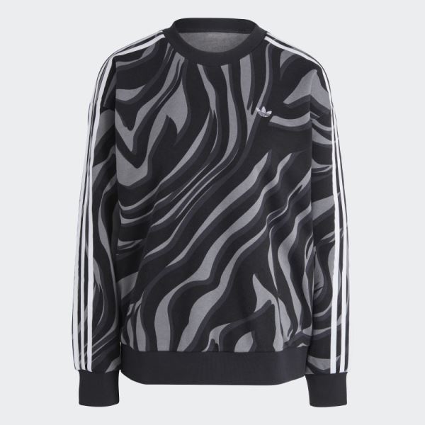 Abstract Allover Animal Print Sweatshirt Black Adidas