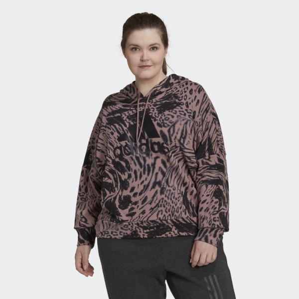 Adidas Purple Future Icons Animal Print Hoodie (Plus Size)