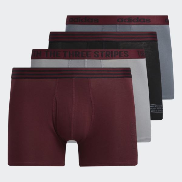 Adidas Core Cotton Trunk Briefs 4 Pairs Burgundy