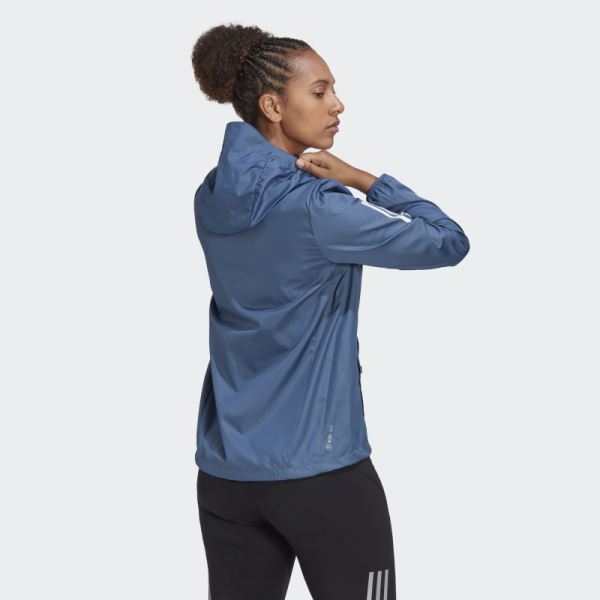 Own the Run Hooded Running Windbreaker Steel Adidas Fashion