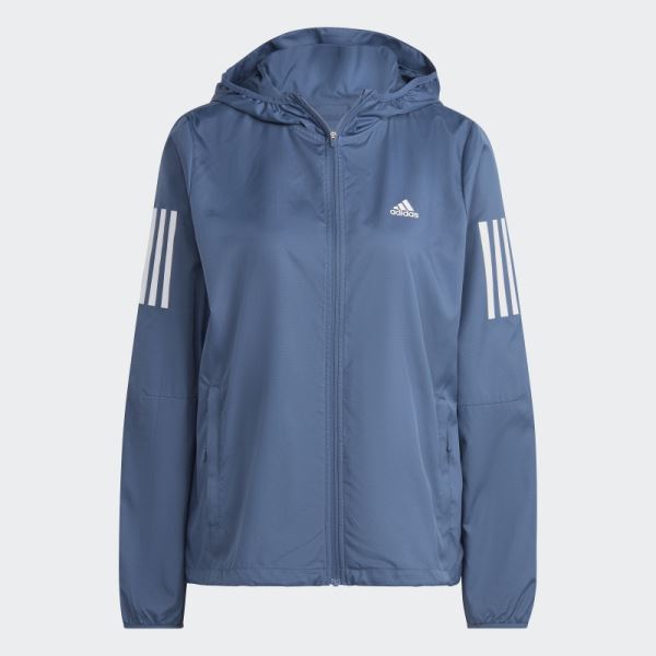 Own the Run Hooded Running Windbreaker Steel Adidas Fashion