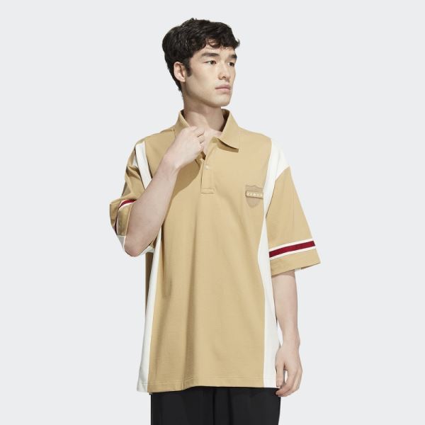 Beige Tone Adidas Modern Collegiate Short Sleeve Polo Shirt