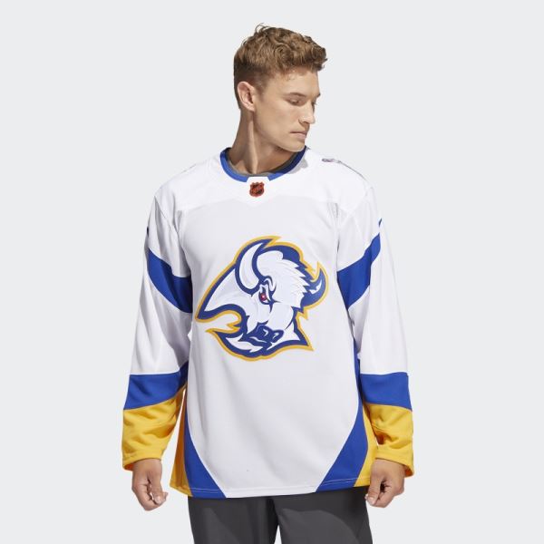 White Adidas Sabres Authentic Reverse Retro Wordmark Jersey