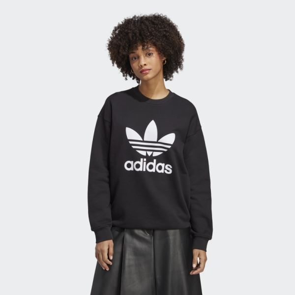 Trefoil Crew Sweatshirt Black Adidas