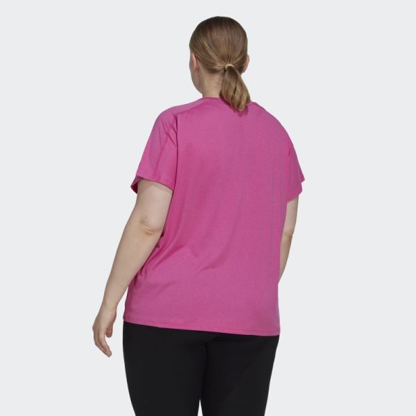 AEROREADY Train Essentials Minimal Branding V-Neck Tee (Plus Size) Fuchsia Adidas