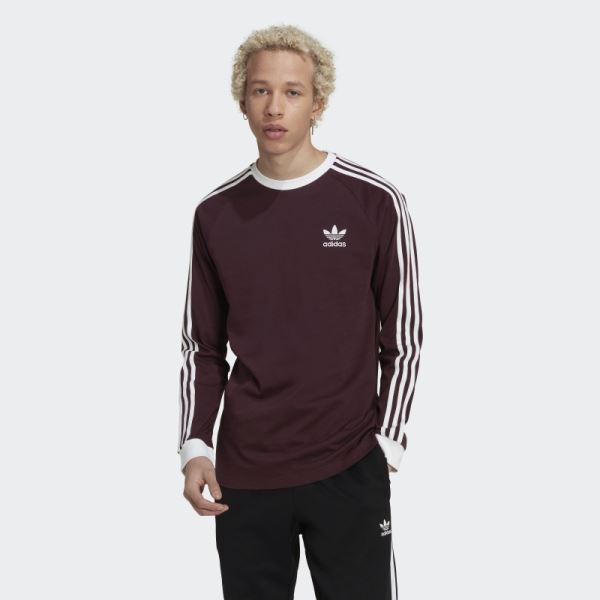 Adicolor Classics 3-Stripes Long Sleeve Tee Maroon Adidas