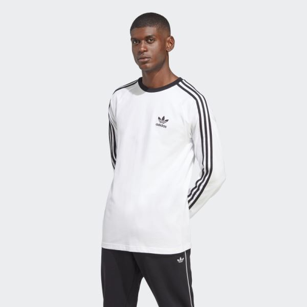 Adidas White Adicolor Classics 3-Stripes Long Sleeve Tee