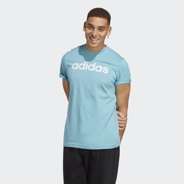 Blue Essentials Single Jersey Linear Embroidered Logo Tee Adidas