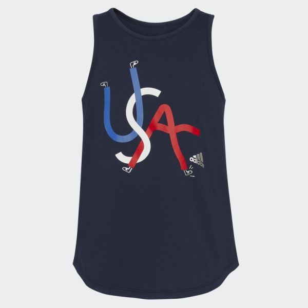 Navy Curved Hem Tank Top Adidas