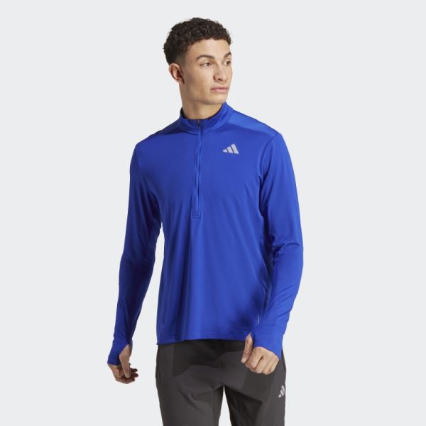 Adidas Blue Own the Run 1/2-Zip Tee