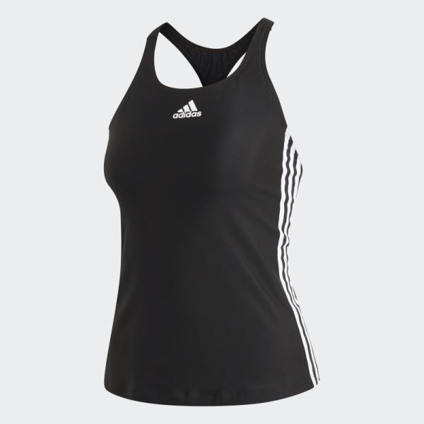 Black Hot Adidas SH3.RO Classic 3-Stripes Tankini Top