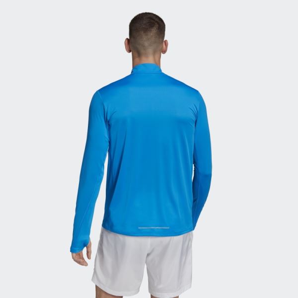 Adidas Own The Run 1/2 Zip Long Sleeve Tee Blue Rush