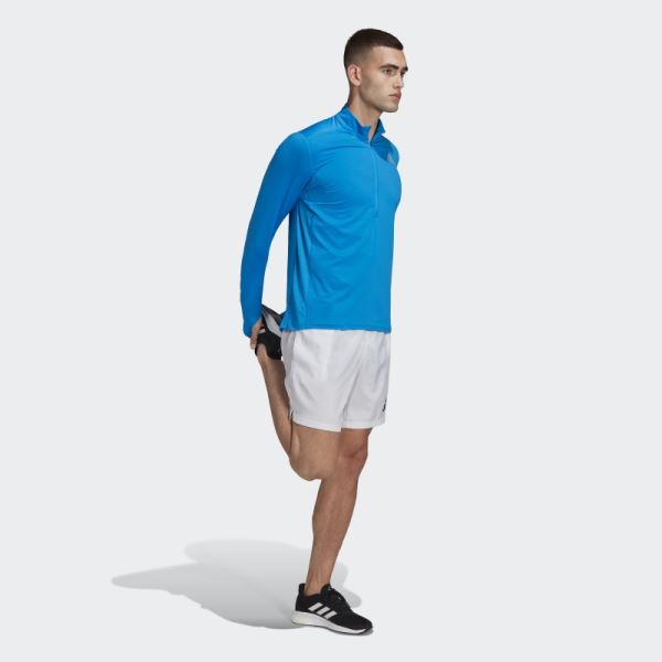 Adidas Own The Run 1/2 Zip Long Sleeve Tee Blue Rush