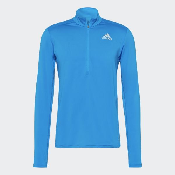 Adidas Own The Run 1/2 Zip Long Sleeve Tee Blue Rush