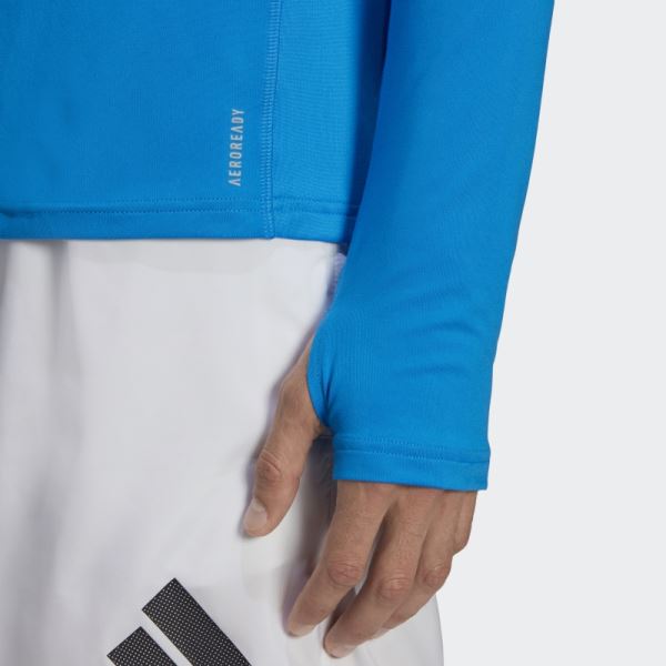 Adidas Own The Run 1/2 Zip Long Sleeve Tee Blue Rush