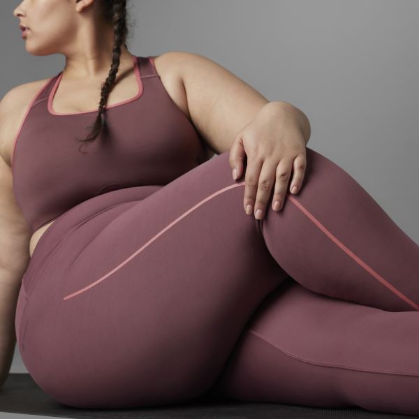 Burgundy Authentic Balance Yoga 7/8 Leggings (Plus Size) Adidas