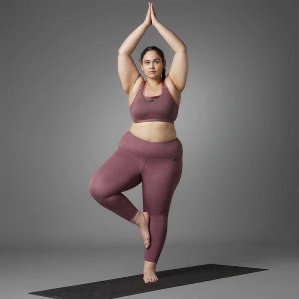 Burgundy Authentic Balance Yoga 7/8 Leggings (Plus Size) Adidas