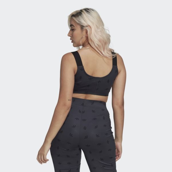 Adidas Night Grey Allover Print Corset Top