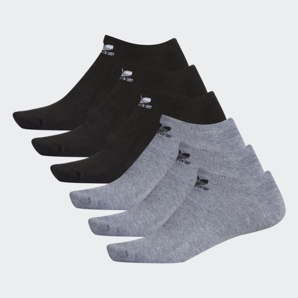 Adidas Medium Grey Trefoil No-Show Socks 6 Pairs