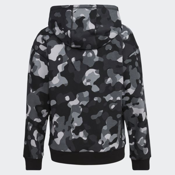 Black Camo Allover Print Pullover Hoodie Adidas